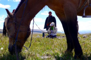 En trappeur cheval Mongolie